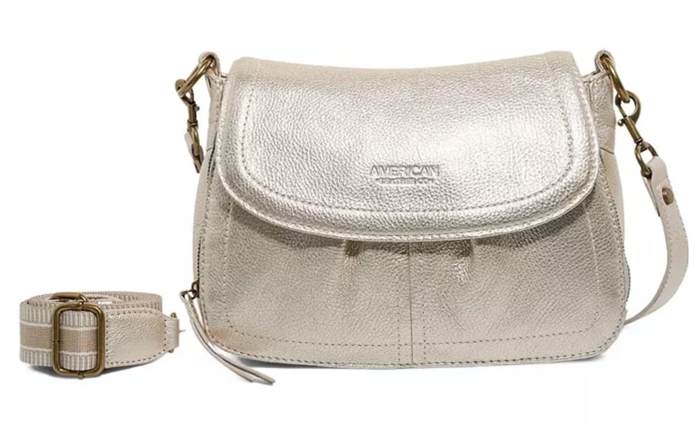 Champagne American Leather Co. Purse NWOT Soft Crossbody with 2 Straps $200